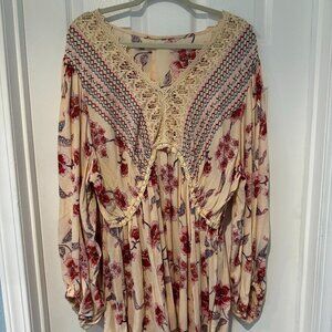 EUC OGGI EMPIRE WAIST POET SLEEVE 2XL/3XL TOP BLOUSE TUNIC